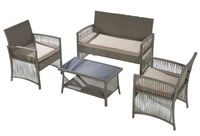 Ensemble de salon de jardin en rotin 4 pièces, ensemble de bistrot en rotin, mobilier de jardin avec table en verre