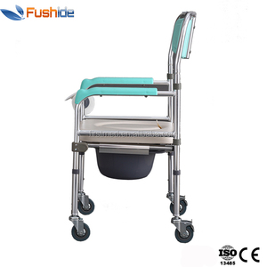 Chất Lượng Cao Nhôm Có Thể Gập Lại <span class=keywords><strong>Commode</strong></span> Ghế Nhà Vệ Sinh Ghế Xe Lăn Với Bánh Xe Cho Người Cao Tuổi - Product Image 3