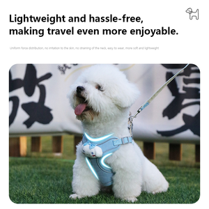 小犬用のロープ調整可能なソフトパッド入りベスト付きのノープル犬用ハーネス (漫画のプリント) - Product Image 4