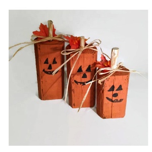 Halloween Decor Hand Painted Rustic Primitive <strong>Wooden</strong> <strong>Pumpkins</strong> - Product Image 4
