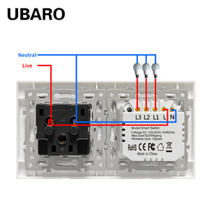 UBARO Smart <b>Switch</b> 3 Gang Zigbee <b>Wireless</b> AC 100-240V With Neutral Wire For Home Automation Lighting <b>Control</b> - Product Image 1