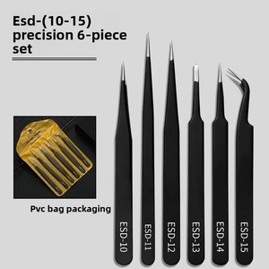 Bán buôn ES-D nhíp thép không gỉ 9-lỗ chính xác công cụ làm móng tay cho móng tay nghệ thuật - Product Image 3