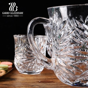 Cổ Điển Khắc Thiết Kế Bohemia Phong Cách Nóng Lạnh Nước Thủy Tinh Jug Set Với Khắc Cốc Cốc Cốc Bình 7Pcs Trà Nước Trái Cây Jug Set - Product Image 6