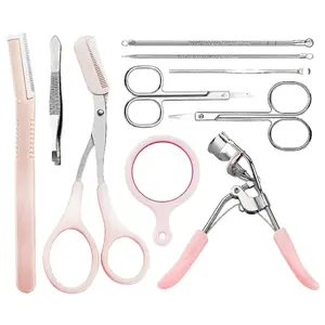 Kit de herramientas de cuidado Facial, pinzas para cejas, rizador de pestañas, espejo, 2022