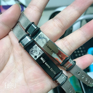 <b>Men</b> Wristband Triple Row Black Braided Leather Bracelet High Quality Laser Engraving Letter Picture Custom - Product Image 6