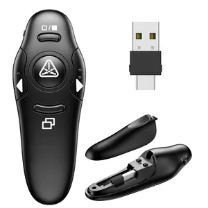 USB Type C Presentation Clicker ตัวนําเสนอไร้สาย Clicker ระยะไกลสําหรับการนําเสนอ PowerPoint ตัวชี้เลเซอร์สีแดง