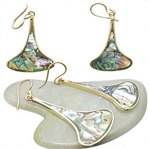 Boucles d'oreilles en agate plaqué bronze antique, créoles ouvertes en forme de goutte, bijoux en laiton pour femmes, style bohème, anneaux en grappe, artisanat - Product Image 1