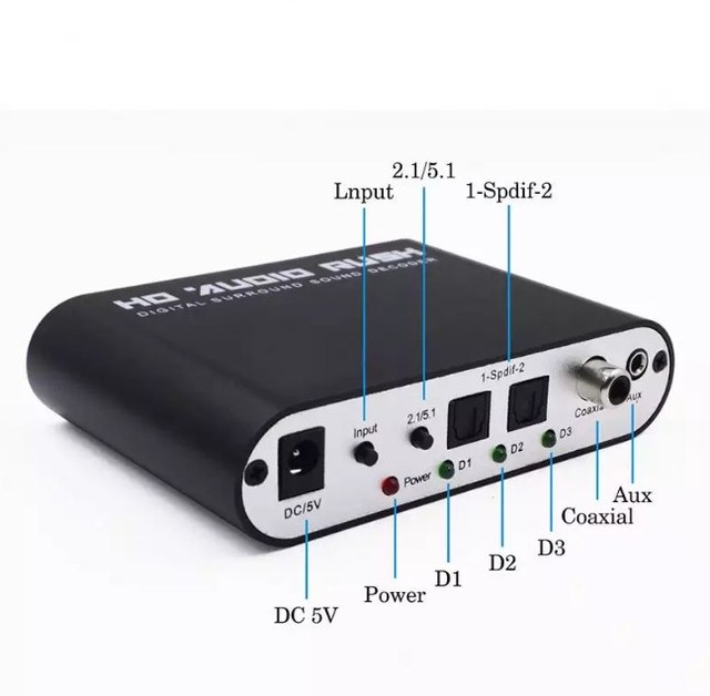 Hot Sale Analog Audio Gear Optical SPDIF/ Coaxial to Digital Sound Converter 5.1 Dolb Atmos Decoder Processor
