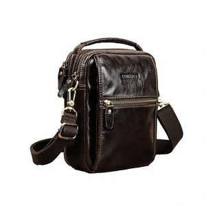 Wholesale Men's Vintage Summer Small Genuine Leather <b>Crossbody</b> Shoulder <b>Bag</b> Travel Multi-Compartment Mini <b>Messenger</b> Lightweight - Product Image 4