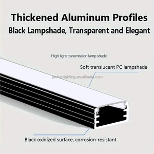 1509 10aw/BW đen anodized dẫn nhôm hồ sơ, dẫn dải ánh sáng nhôm đùn hồ sơ kênh với bộ khuếch tán - Product Image 3