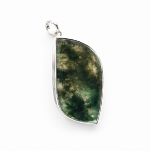 Hermoso colgante de ágata musgosa en plata alemana - joyería de cristal/gema para el Día de la Madre - Product Image 2