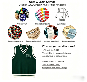 Gilet pull <span class=keywords><strong>sans</strong></span> manches en tricot jacquard personnalisé avec logo pour <span class=keywords><strong>homme</strong></span>, col en V, idéal pour l'école - Product Image 4