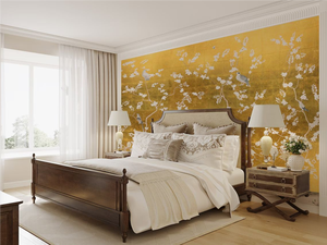 <span class=keywords><strong>Papel</strong></span> Tapiz Premium con Diseño de Hojas Doradas, Estilo Chinoiserie, con Aves <span class=keywords><strong>y</strong></span> <span class=keywords><strong>Flores</strong></span>, Mural Botánico <span class=keywords><strong>Pintado</strong></span> a Mano, Decoración de Interiores para el Hogar, Hotel, Sala de Estar - Product Image 2