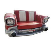 Sofá Industrial Retro con Forma de Coche Clásico Vintage en Color Rojo para Cafetería, Bar, Hogar o Negocio