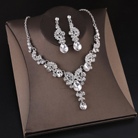 Conjunto de Collar y Aretes de Cristal para Novia, Joyería a Juego con Vestido de Novia, Accesorios para Vestidos de Gala