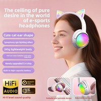 Nouveau casque de jeu filaire avec oreilles de chat, design léger, éclairage RGB éblouissant, casque sans fil pliable BT 5.3, circum-auriculaire actif