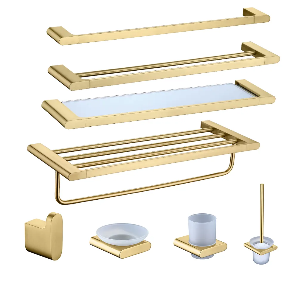 Luxury Stainless Steel Hardware Gold Bathroom Accessories Set