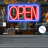 Enseignes lumineuses LED « Open » pour la décoration de vitrines de magasins, personnalisables, étanches IP44 (horizontales)