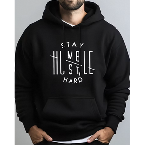 Felpe con Cappuccio Casual Personalizzate 300g Nere con Stampa 3D Ricamo Anti-Piega Tessuto French Terry con Design Invecchiato - Product Image 1