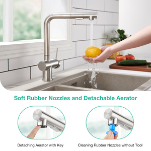 Factory Cheap Price Modern Single Black Deck <b>Mount</b> 304 Stainless Pull Kitchen Sink Faucet Mixer Tap Ceramic Steel Sprayer - Product Image 5