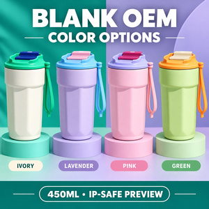 450ml Faceted Stainless Steel <b>Travel</b> Coffee <b>Cup</b> with Flip Drink Lid and Carry Loop Custom Logo OEM ODM - Product Image 4