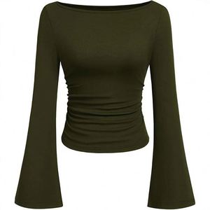 เสื้อยืดแขนยาวทรงเข้ารูป คอจีน สีพื้น สไตล์สาวหวานซ่อนเปรี้ยวแบบยุโรปอเมริกัน ผ้าวิสโคส สำหรับผู้หญิง ใส่แล้วดูผอมเพรียว เหมาะกับฤดูใบไม้ร่วง - Product Image 4