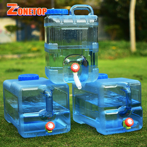 Zonetop 10L 15L 20L Food Grade Plastic PC Water Tank Square Outdoor Camping Water Bucket With Faucet