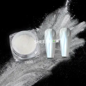 Sheenbow sheenbow White Pearl Clear Chunky Nail Chrome Mirror Aurora Art Powder Pigment