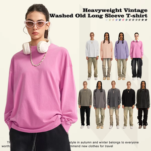 <span class=keywords><strong>เสื้อ</strong></span><span class=keywords><strong>ยืด</strong></span>ผู้ชายทรงหลวมผ้าฝ้ายแท้แฟชั่นวินเทจซักแขนยาวแบบออกแบบได้ตามสมัยนิยม - Product Image 3