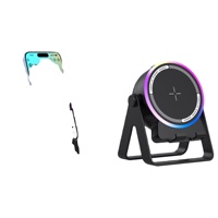 Support de téléphone portable sans fil multifonctionnel à induction audio avec éclairage RGB, support de bureau, audio BT