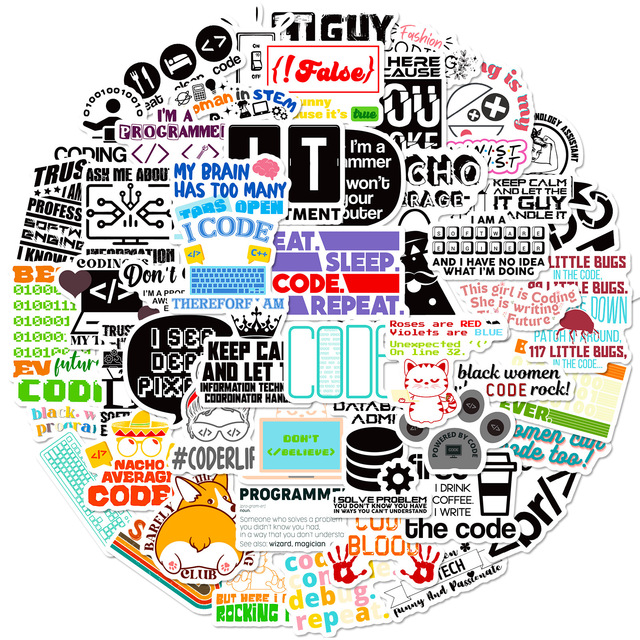 50PCS Funny cartoon programming language decals for software developer programmer sticker