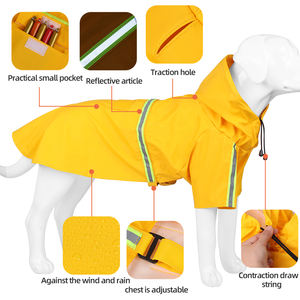 Chaqueta de lluvia <span class=keywords><strong>para</strong></span> mascotas con escote ajustable, Poncho con capucha, rayas reflectantes, a prueba de viento, impermeable, con agujero <span class=keywords><strong>para</strong></span> correa - Product Image 2