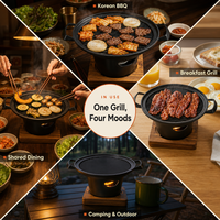 Poêle de barbecue Smartpan en aluminium gris, durable, facile à nettoyer, compatible avec les cuisinières à gaz, pour frire, cuire et griller, en promotion