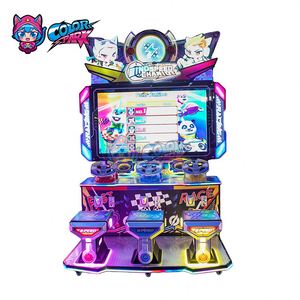 เครื่องเกมอาร์เคดหยอดเหรียญสำหรับเด็กแบบแข่งขันสามคน ดีไซน์ใหม่ สีสันสดใส สวนสนุกสีสันสดใส - Product Image 5