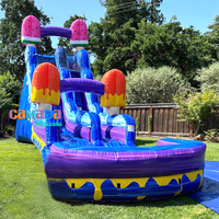 Châteaux gonflables commerciaux avec toboggan aquatique et piscine pour parcs d'attractions et fêtes