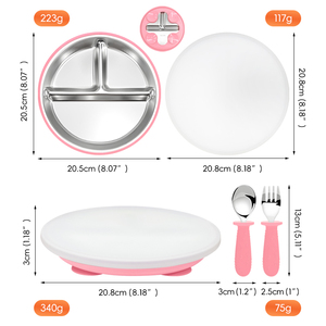 Juego de cubiertos de alimentación manual de acero inoxidable para bebés sin BPA de 6 piezas en 1 con ventosa para niños pequeños - Product Image 2