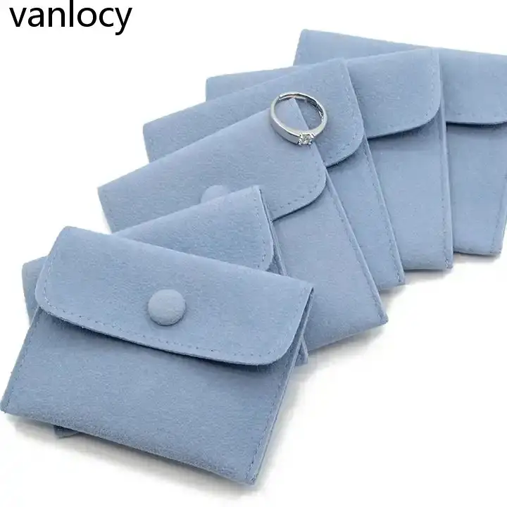 VANLOCY 1 adet mücevher çantası mikrofiber takı kılıfı takı pazen çıtçıt hediye bilezik kolye küpe yüzük depolama B