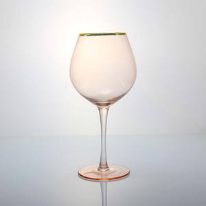 Copas de vino de cristal con borde dorado Vintage de moda, globo sin tallo <span class=keywords><strong>rosa</strong></span>, para regalo de boda - Product Image 5