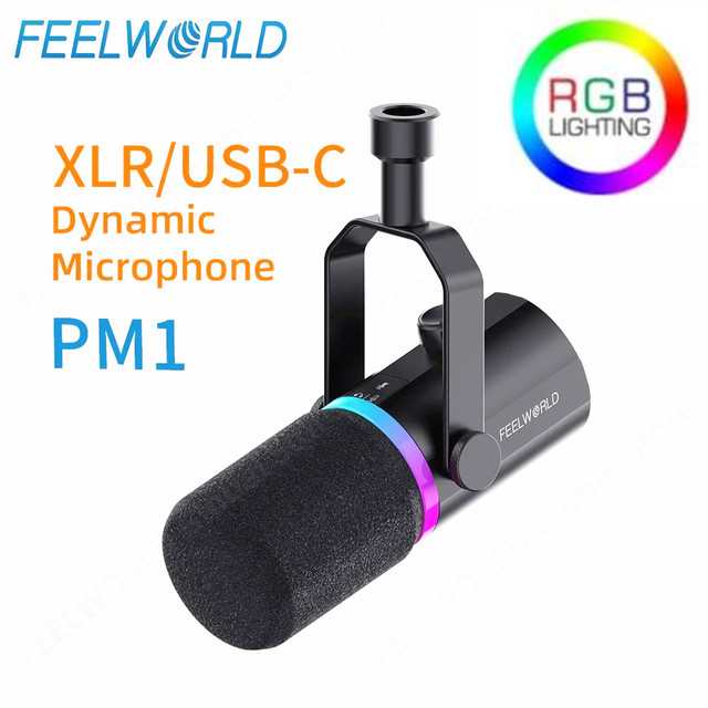FEELWORLD PM1 XLR/USB Dynamic Microphone for Podcasting Recording Gaming Live Streaming