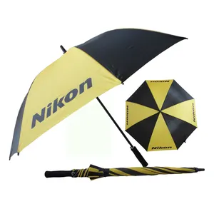 Prix bas 27 pouces golf parapluie logo personnalisé coupe-vent jaune et noir golf parapluie spécial fournisseurs