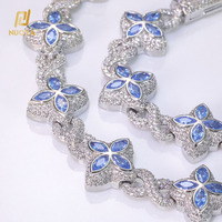 Bijoux Hip Hop NUOYA, chaîne en diamant glacé avec motif de croix florale, argent, or, trèfle à quatre feuilles, infini, bracelet Miami Cuban Link