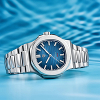 Montre mécanique en acier inoxydable pour hommes, étanche, en forme de baril, multifonctionnelle, pour un usage quotidien en extérieur et pour les fêtes