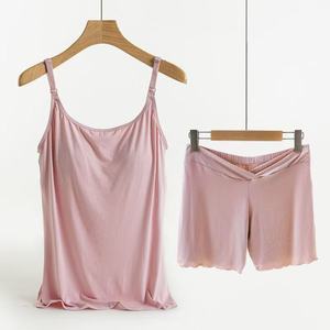 Soutien-gorge fixe ouvert sur le devant, ensemble de deux pièces pour femmes enceintes, <span class=keywords><strong>d</strong></span>ébardeur et short <span class=keywords><strong>d</strong></span>'<span class=keywords><strong>allaitement</strong></span> - Product Image 6