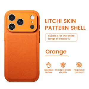 Funda de Cuero de Lichi de Lujo para iPhone, con Orificios Precisos, Antigolpes, Diseño de Lichi, Cubierta Protectora Trasera - Product Image 4
