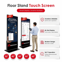 Pantalla Digital Publicitaria con Sistema Android Integrado de 32 43 50 55 65 Pulgadas, Kiosco de Señalización Digital con Soporte de Piso, Control Remoto CMS