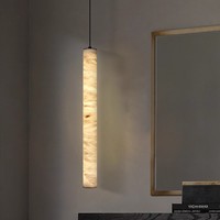Lustre en marbre espagnol, design moderne et créatif, lampe suspendue de chevet pour chambre à coucher, petite lampe suspendue, texture naturelle, lumière minimaliste en albâtre