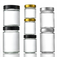 Bocaux de conservation alimentaire en verre ergonomiques avec couvercles métalliques hermétiques à vis 180ml 280ml 380ml 500ml pour miel, confiture, beurre