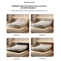 Lit électrique moderne en cuir, réglable, double plateforme, cadre de lit intelligent suspendu pour chambre à coucher