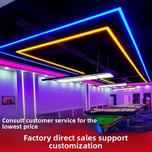 Lumière d'ambiance <span class=keywords><strong>LED</strong></span> carrée, bande longue, lustre pour billard, club, table de billard, salle de billard, bureau, salle de sport - Modèle en acrylique et aluminium BS01 - Product Image 2