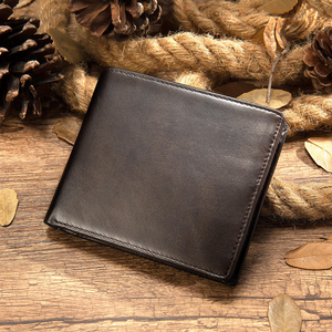 Portefeuille en cuir vintage anti-RFID, 12 emplacements pour cartes, portefeuille fin à double pliage, <span class=keywords><strong>porte</strong></span>-cartes multifonctionnel en cuir véritable - Product Image 1